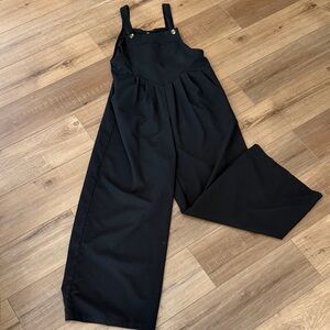 Black Wide-Leg Pinafore Jumpsuit